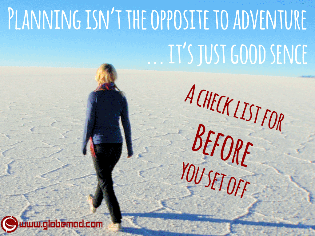 Check list for preparing for a gap year backpacking