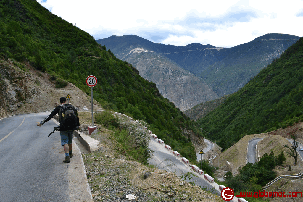 china shangarila pete tryon hitch hiking back down pete -adventure travel