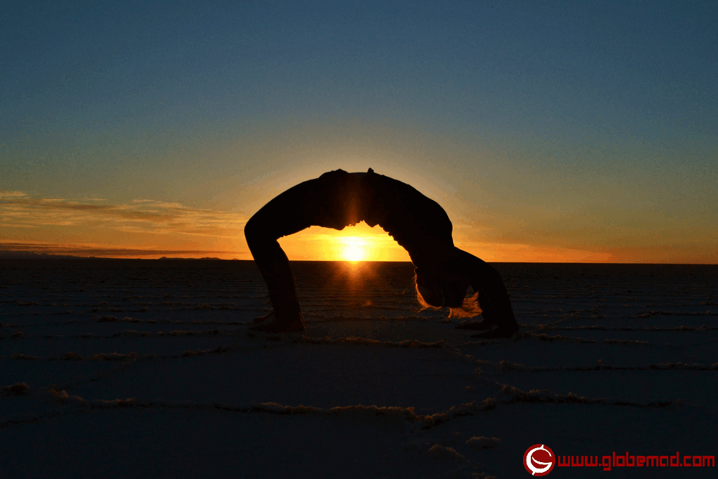 Emma tryon beautiful yoga Boliva salt flats travel photo